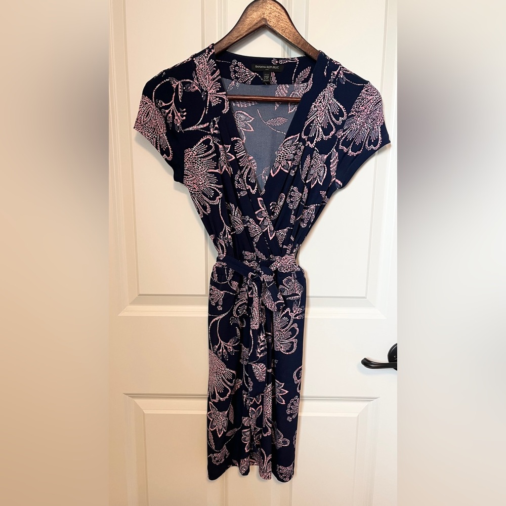 Banana Republic Navy and Pink Floral Dress